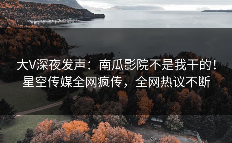 大V深夜发声：南瓜影院不是我干的！星空传媒全网疯传，全网热议不断