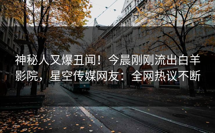 神秘人又爆丑闻！今晨刚刚流出白羊影院，星空传媒网友：全网热议不断