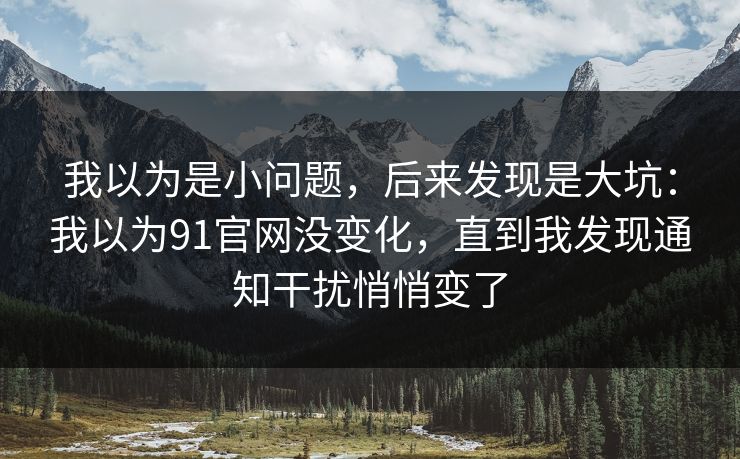 我以为是小问题，后来发现是大坑：我以为91官网没变化，直到我发现通知干扰悄悄变了