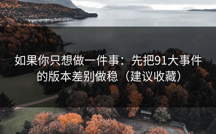 如果你只想做一件事：先把91大事件的版本差别做稳（建议收藏）