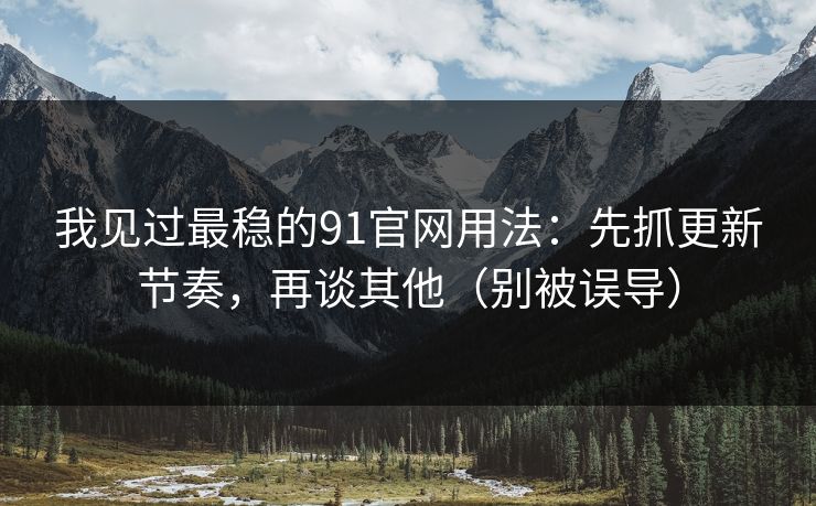 我见过最稳的91官网用法：先抓更新节奏，再谈其他（别被误导）