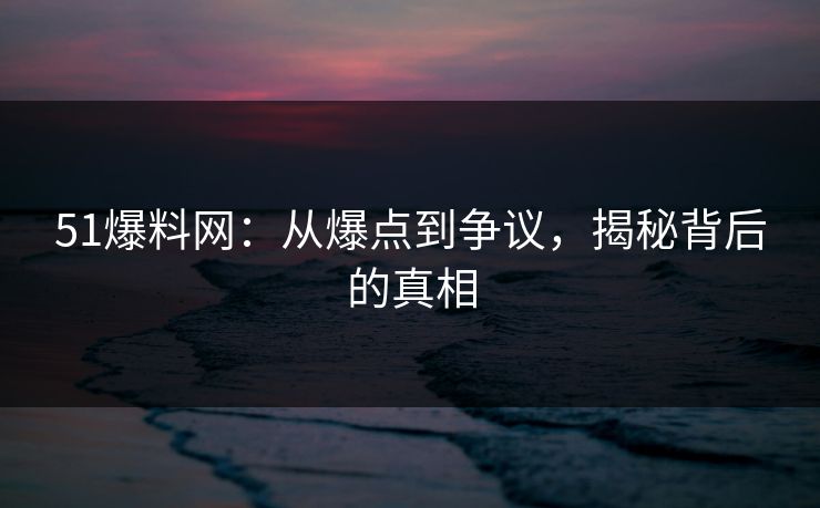 51爆料网:从爆点到争议,揭秘背后的真相 51爆料网:从爆点到争议,揭秘背后的真相